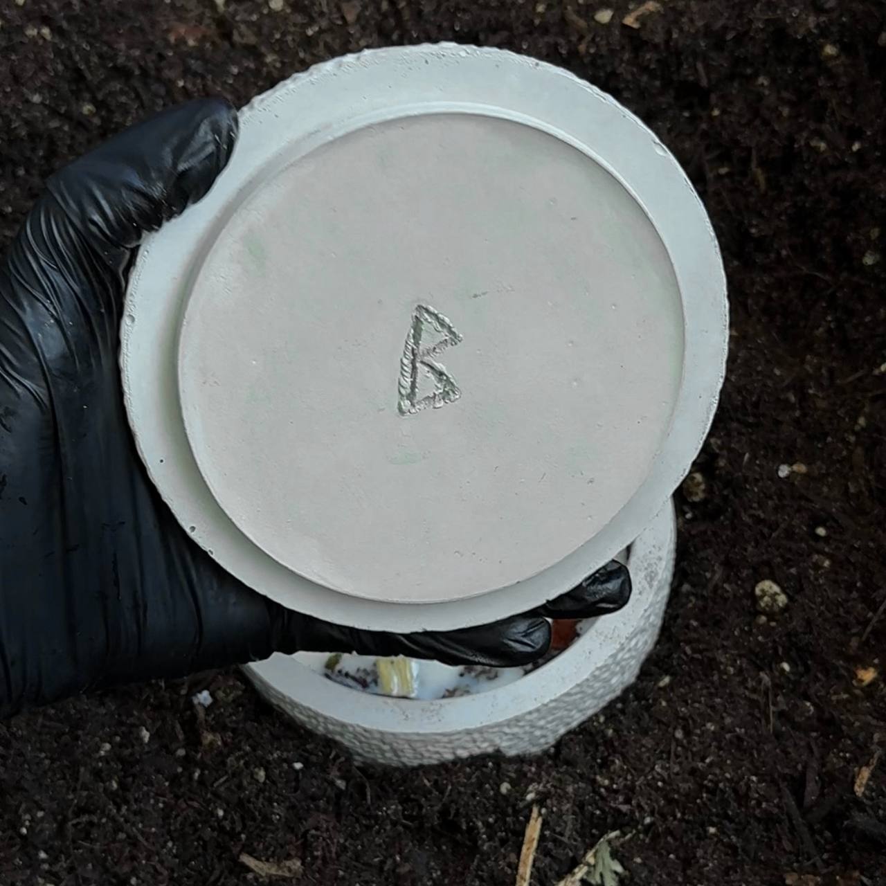 Earth Candle in Jar with Rune Symbol