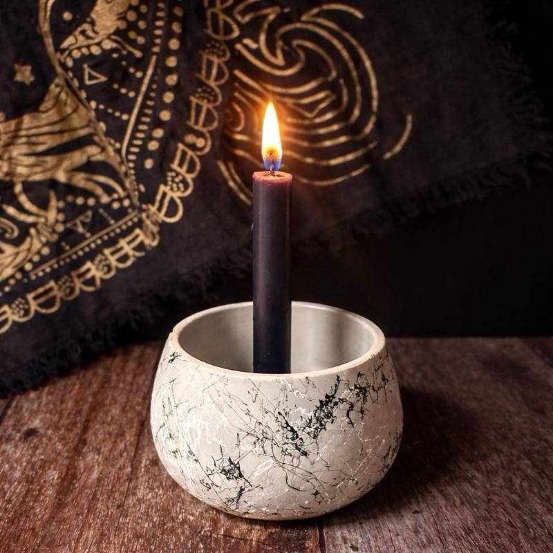 Ritual Candle Holder with Metal Spike – Handmade Altar Holder for Intention, Grounding & Spiritual Decor