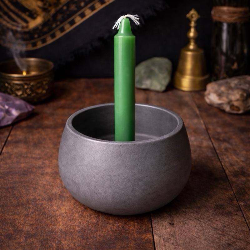 Ritual Candle Holder with Metal Spike – Handmade Altar Holder for Intention, Grounding & Spiritual Decor