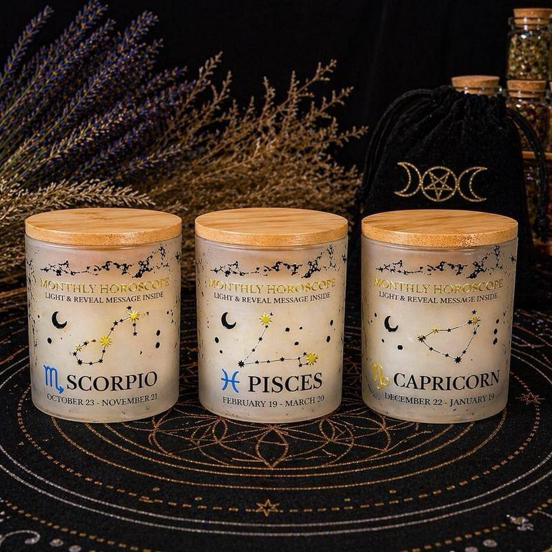 Zodiac Candle with Hidden Message | Personalized Tarot Candle