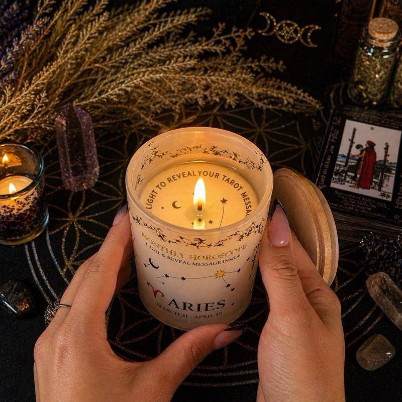 Zodiac Candle with Hidden Message | Personalized Tarot Candle