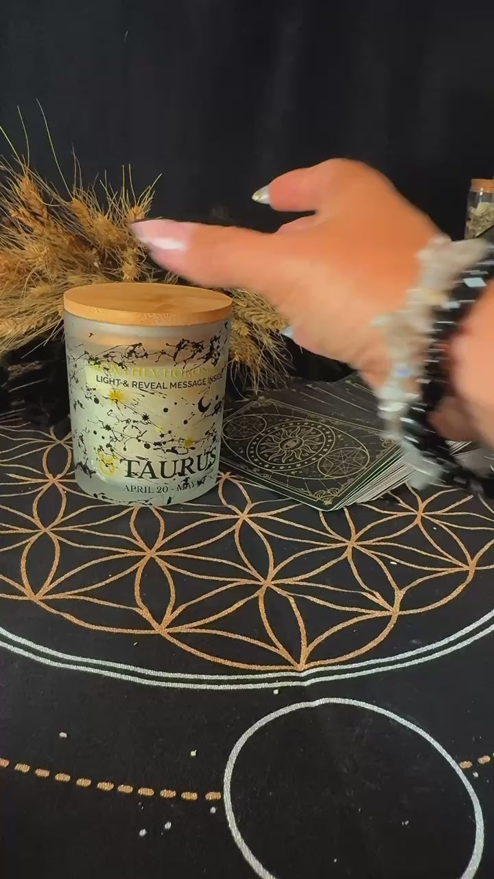 Zodiac Candle with Hidden Message | Personalized Tarot Candle